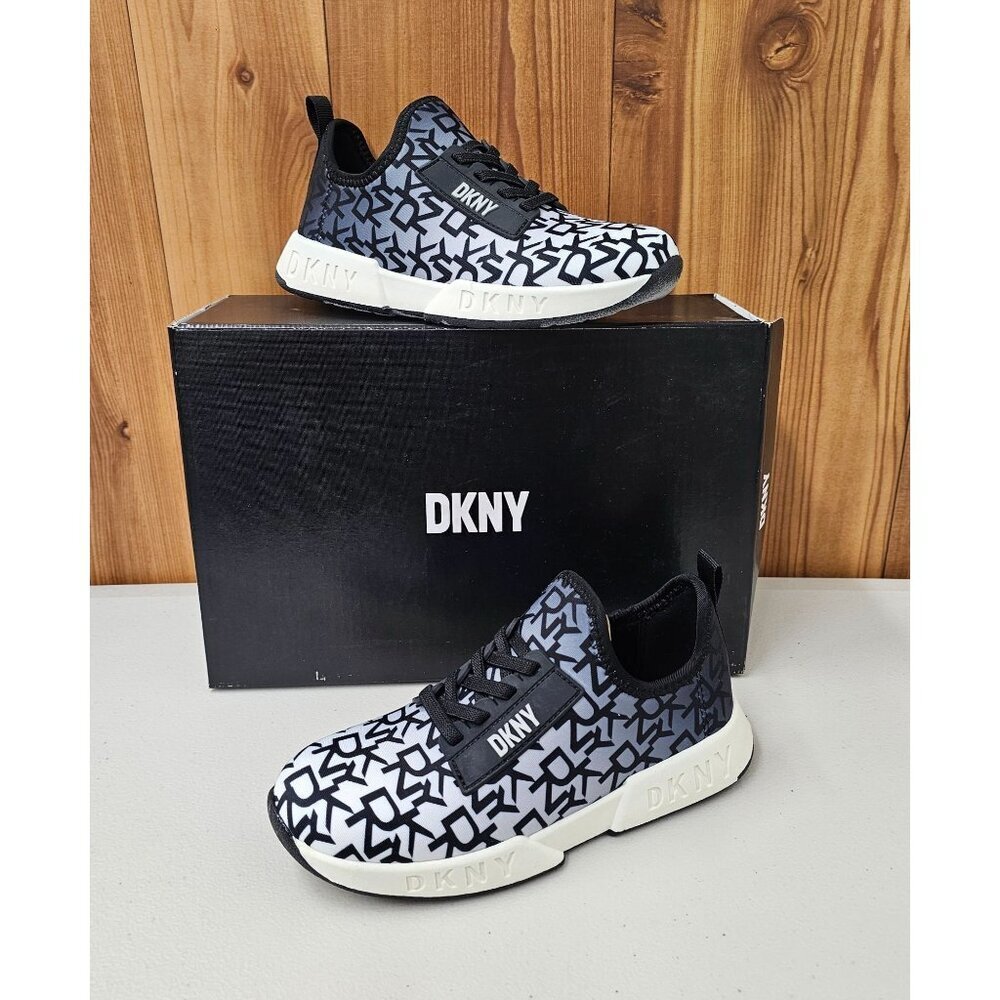 DKNY Peyton Black Logo Girl's Athletic Shoes Size 13